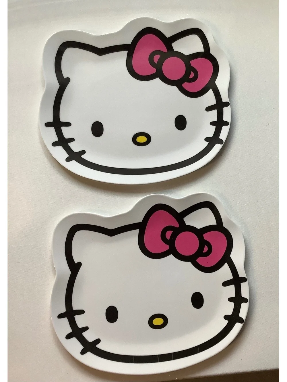 (2) Hello Kitty Shaped Decorative Plate with Pink Bow 2024 Sanrio